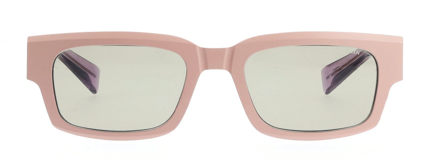 Kelven_1622_Ørgreen_Sun_2026_Front copy | Eyestylist Pink Rectangular Sunglasses with Light Green Tinted Lenses, Cropped at the Bottom Edge of the Frame | Eyestylist 8th September 2026